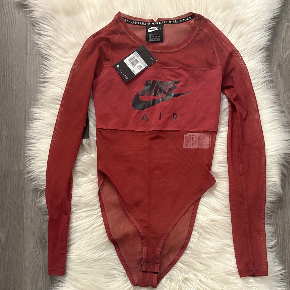 Nike Air Dark Coral Long Sleeve Mesh Bodysuit